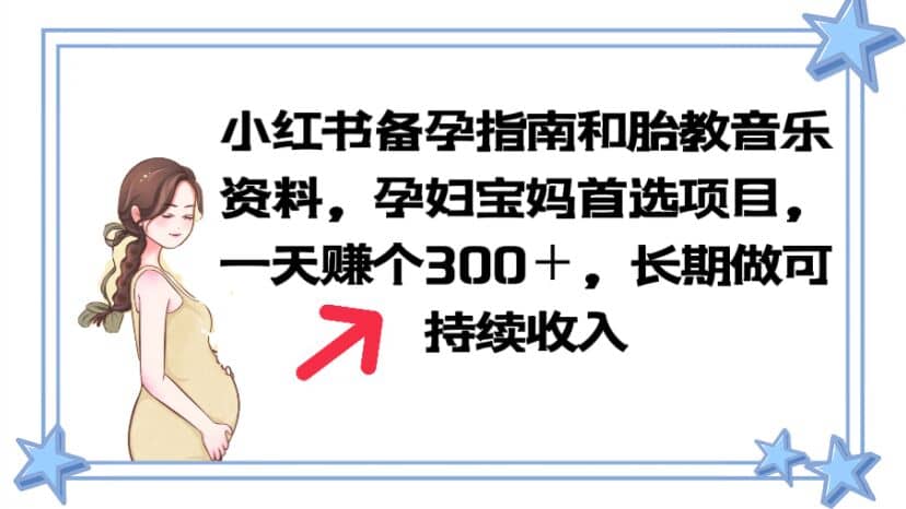小红书备孕指南和胎教音乐资料 孕妇宝妈首选项目 一天赚个300＋长期可做网创吧-网创项目资源站-副业项目-创业项目-搞钱项目八百网赚