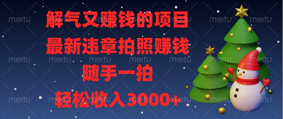 解气又赚钱的项目，最新违章拍照赚钱，随手一拍，轻松收入3000+网创吧-网创项目资源站-副业项目-创业项目-搞钱项目八百网赚