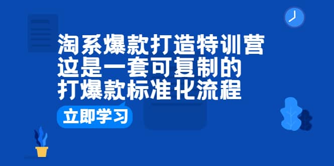淘系爆款打造特训营：这是一套可复制的打爆款标准化流程网创吧-网创项目资源站-副业项目-创业项目-搞钱项目八百网赚
