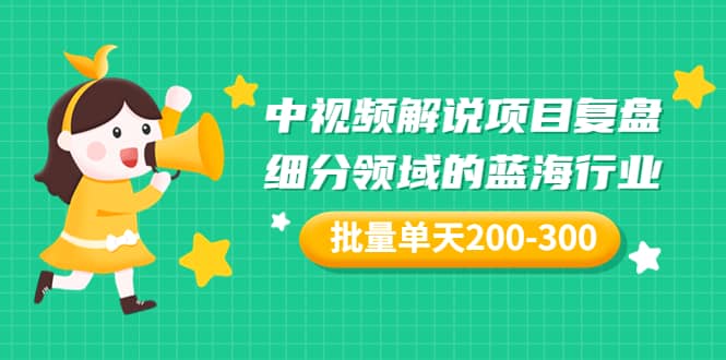 某付费文章：中视频解说项目复盘：细分领域的蓝海行业 批量单天200-300收益网创吧-网创项目资源站-副业项目-创业项目-搞钱项目八百网赚