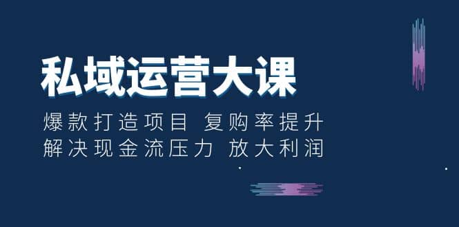 私域运营大课：爆款打造项目 复购率提升 解决现金流压力 放大利润网创吧-网创项目资源站-副业项目-创业项目-搞钱项目八百网赚