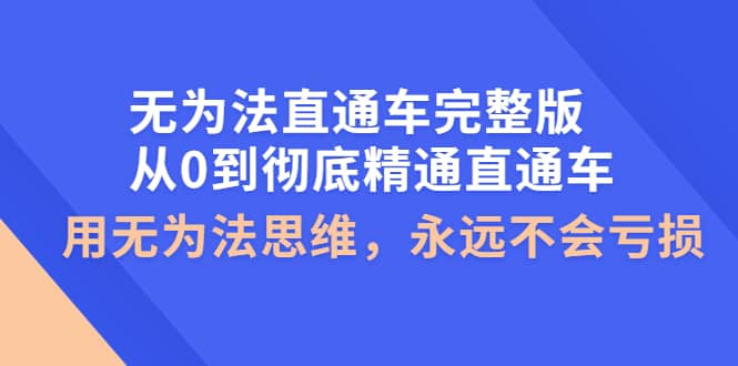 无为法直通车完整版：从0到彻底精通直通车，用无为法思维，永远不会亏损网创吧-网创项目资源站-副业项目-创业项目-搞钱项目八百网赚