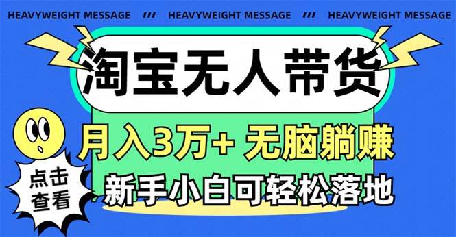 淘宝无人带货3.0高收益玩法，月入3万+，无脑躺赚，新手小白可落地实操网创吧-网创项目资源站-副业项目-创业项目-搞钱项目八百网赚