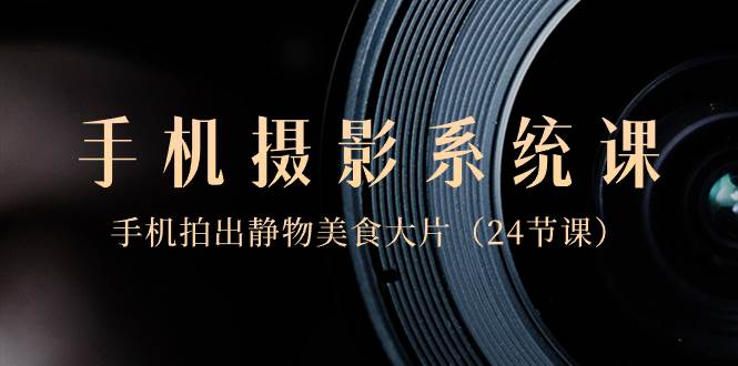 0基础-手机摄影系统课，手机拍出静物美食大片（24节课）网创吧-网创项目资源站-副业项目-创业项目-搞钱项目八百网赚