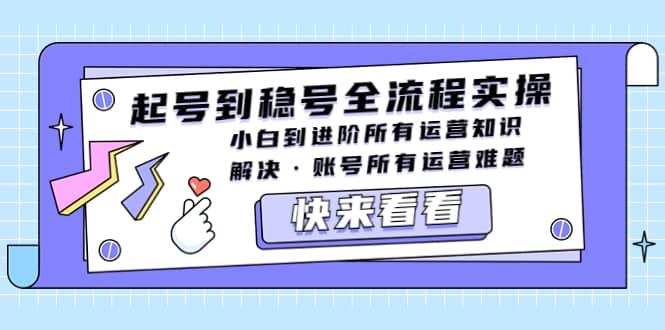 起号到稳号全流程实操，小白到进阶所有运营知识，解决·账号所有运营难题网创吧-网创项目资源站-副业项目-创业项目-搞钱项目八百网赚