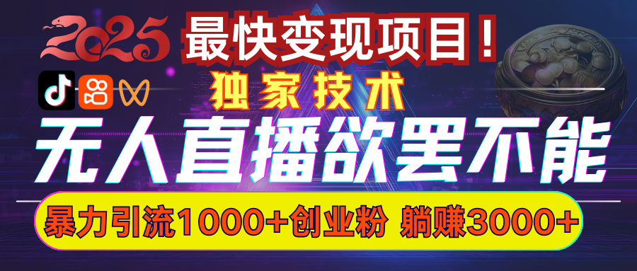 欲罢不能的无人直播引流，超暴力日引流1000+高质量精准创业粉网创吧-网创项目资源站-副业项目-创业项目-搞钱项目八百网赚