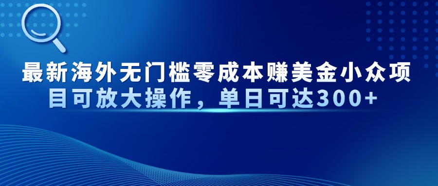 最新海外无门槛美金小众项目可放大操作，单日可达300+网创吧-网创项目资源站-副业项目-创业项目-搞钱项目八百网赚