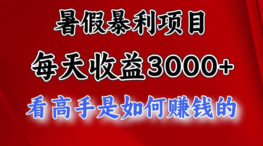 暑假暴利项目，每天收益3000+ 努努力能达到5000+，暑假大流量来了网创吧-网创项目资源站-副业项目-创业项目-搞钱项目八百网赚