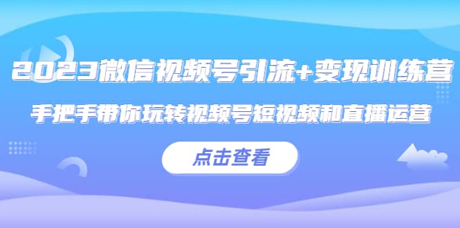 2023微信视频号引流+变现训练营：手把手带你玩转视频号短视频和直播运营网创吧-网创项目资源站-副业项目-创业项目-搞钱项目八百网赚