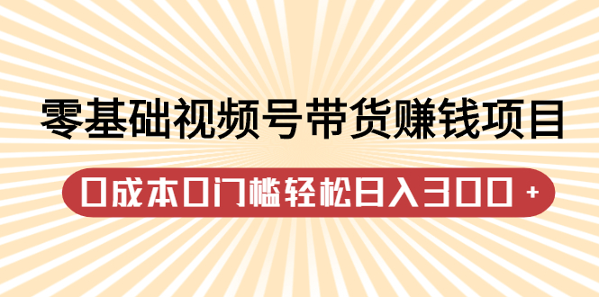 零基础视频号带货赚钱项目，0成本0门槛轻松日入300+【视频教程】网创吧-网创项目资源站-副业项目-创业项目-搞钱项目八百网赚