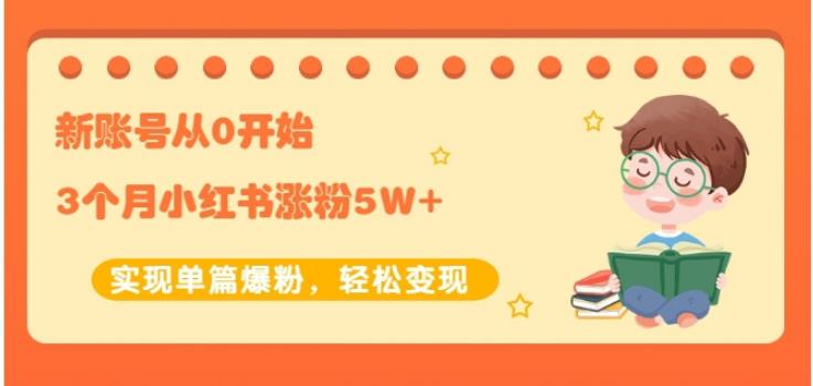 新账号从0开始3个月小红书涨粉5W+实现单篇爆粉，轻松变现（干货）网创吧-网创项目资源站-副业项目-创业项目-搞钱项目八百网赚