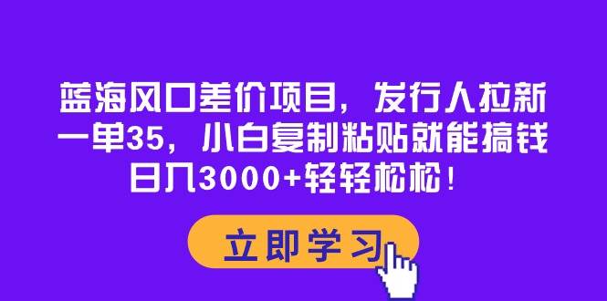蓝海风口差价项目，发行人拉新，一单35，小白复制粘贴就能搞钱！日入3000+轻轻松松网创吧-网创项目资源站-副业项目-创业项目-搞钱项目八百网赚