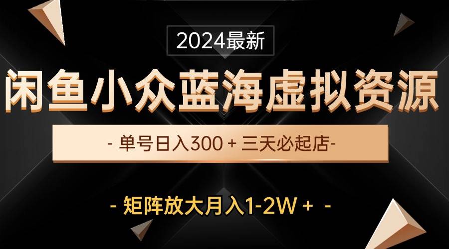 最新闲鱼小众蓝海虚拟资源，单号日入300＋，三天必起店，矩阵放大月入1-2W网创吧-网创项目资源站-副业项目-创业项目-搞钱项目八百网赚