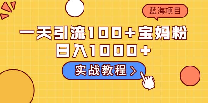 一天引流100+宝妈粉，日入1000+的蓝海项目（实战教程）网创吧-网创项目资源站-副业项目-创业项目-搞钱项目八百网赚