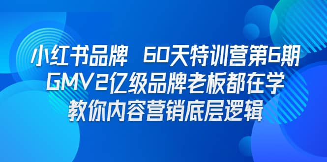 小红书品牌 60天特训营第6期 GMV2亿级品牌老板都在学 教你内容营销底层逻辑网创吧-网创项目资源站-副业项目-创业项目-搞钱项目八百网赚