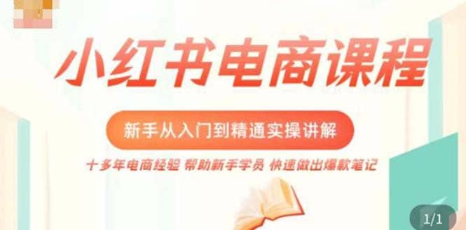 小红书电商新手入门到精通实操课，从入门到精通做爆款笔记，开店运营网创吧-网创项目资源站-副业项目-创业项目-搞钱项目八百网赚