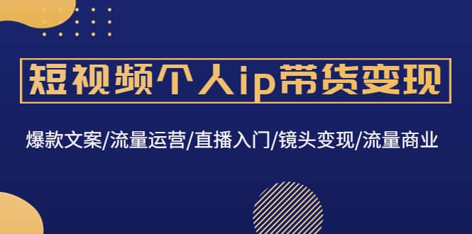 短视频个人ip带货变现：爆款文案/流量运营/直播入门/镜头变现/流量商业网创吧-网创项目资源站-副业项目-创业项目-搞钱项目八百网赚