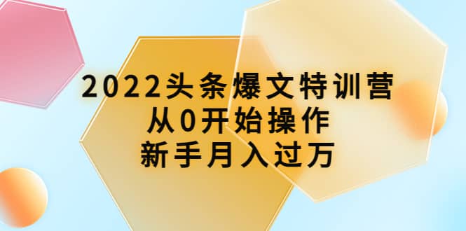 2022头条爆文特训营：从0开始操作，新手月入过万（16节课时）网创吧-网创项目资源站-副业项目-创业项目-搞钱项目八百网赚