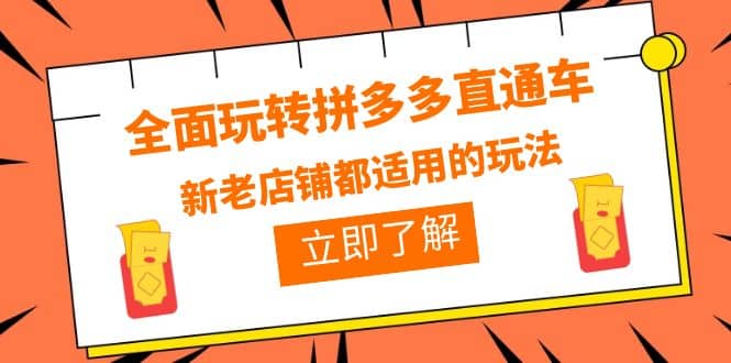 全面玩转拼多多直通车，新老店铺都适用的玩法（12节精华课）网创吧-网创项目资源站-副业项目-创业项目-搞钱项目八百网赚