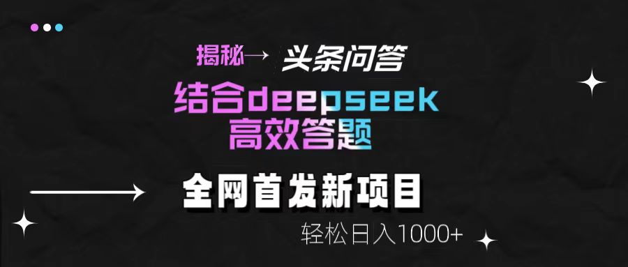 揭秘头条问答新玩法！结合deepseek高效答题，轻松日入1000+网创吧-网创项目资源站-副业项目-创业项目-搞钱项目八百网赚