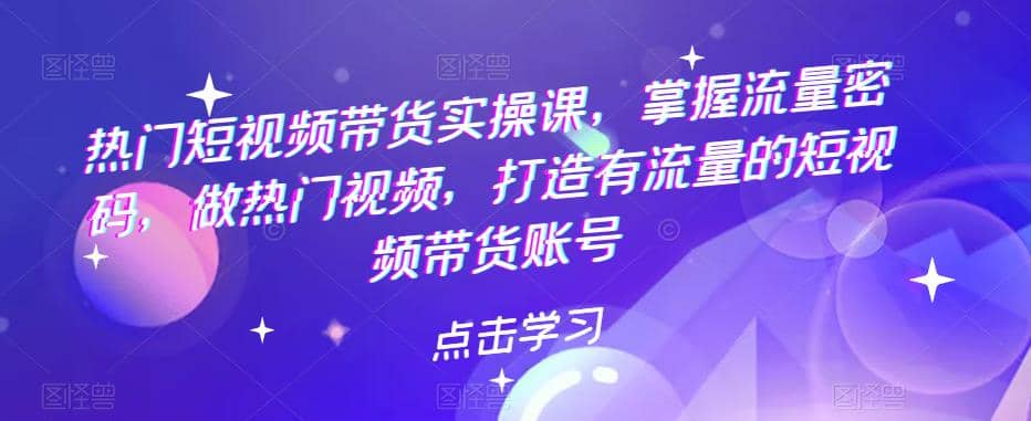 热门短视频带货实战 掌握流量密码 做热门视频 打造有流量的短视频带货账号网创吧-网创项目资源站-副业项目-创业项目-搞钱项目八百网赚