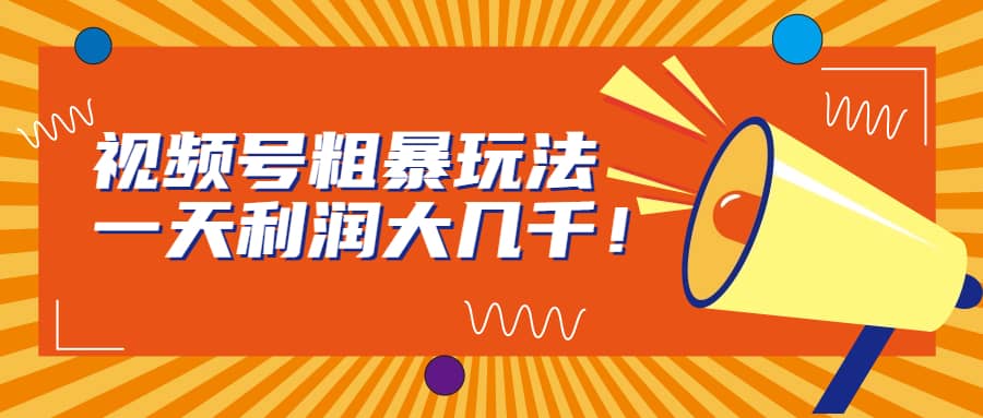 视频号粗暴玩法，一天利润大几千网创吧-网创项目资源站-副业项目-创业项目-搞钱项目八百网赚