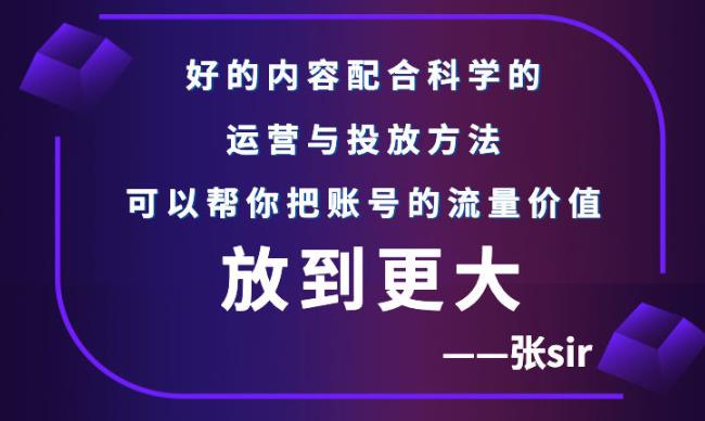 张sir账号流量增长课，告别海王流量，让你的流量更精准网创吧-网创项目资源站-副业项目-创业项目-搞钱项目八百网赚