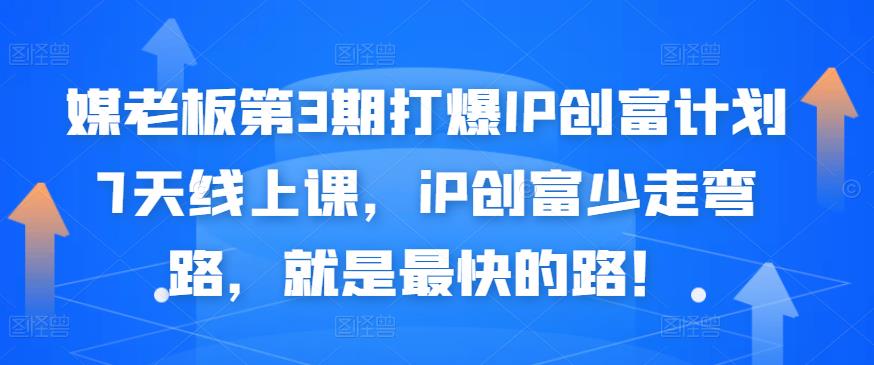 媒老板第3期打爆IP创富计划7天线上课，iP创富少走弯路，就是最快的路！网创吧-网创项目资源站-副业项目-创业项目-搞钱项目八百网赚