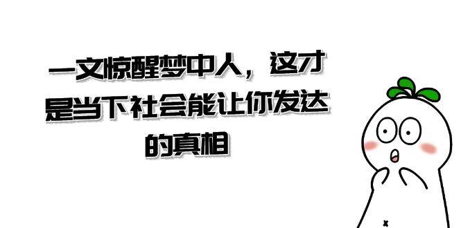 某公众号付费文章《一文 惊醒梦中人，这才是当下社会能让你发达的真相》网创吧-网创项目资源站-副业项目-创业项目-搞钱项目八百网赚