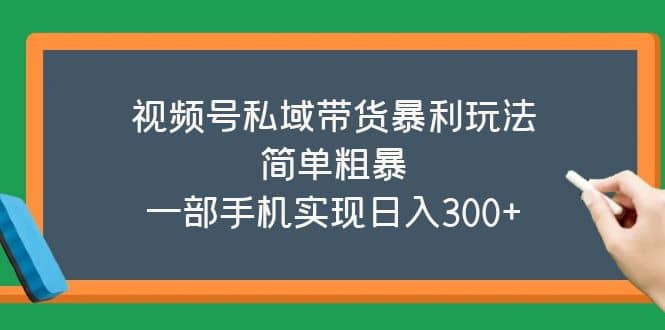 视频号私域带货暴利玩法，简单粗暴网创吧-网创项目资源站-副业项目-创业项目-搞钱项目八百网赚