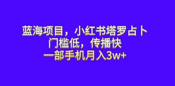 蓝海项目，小红书塔罗占卜，门槛低，传播快，一部手机月入3w+网创吧-网创项目资源站-副业项目-创业项目-搞钱项目八百网赚