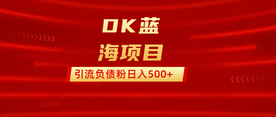 DK蓝海项目  通过，抖音，快手，小红书，引流负债粉日入500+网创吧-网创项目资源站-副业项目-创业项目-搞钱项目八百网赚