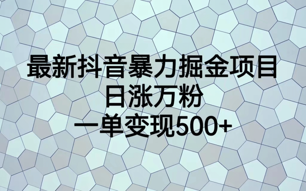 最火热的抖音暴力掘金项目，日涨万粉，多种变现方式，一单变现可达500+网创吧-网创项目资源站-副业项目-创业项目-搞钱项目八百网赚