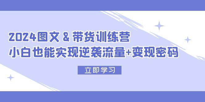 2024 图文+带货训练营，小白也能实现逆袭流量+变现密码网创吧-网创项目资源站-副业项目-创业项目-搞钱项目八百网赚