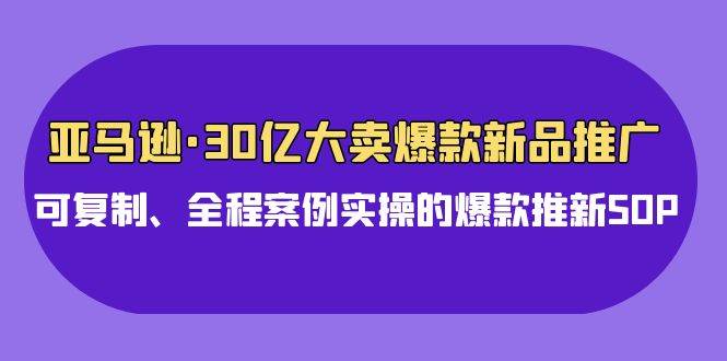 亚马逊30亿·大卖爆款新品推广，可复制、全程案例实操的爆款推新SOP网创吧-网创项目资源站-副业项目-创业项目-搞钱项目八百网赚