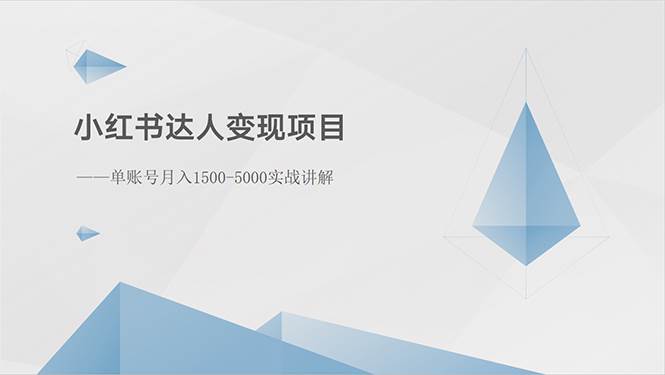 小红书达人变现项目：单账号月入1500-3000实战讲解网创吧-网创项目资源站-副业项目-创业项目-搞钱项目八百网赚