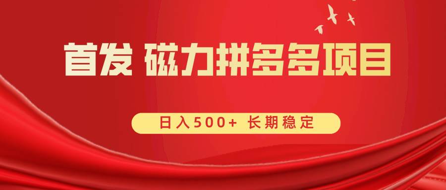 首发 磁力拼多多自撸  日入500+网创吧-网创项目资源站-副业项目-创业项目-搞钱项目八百网赚