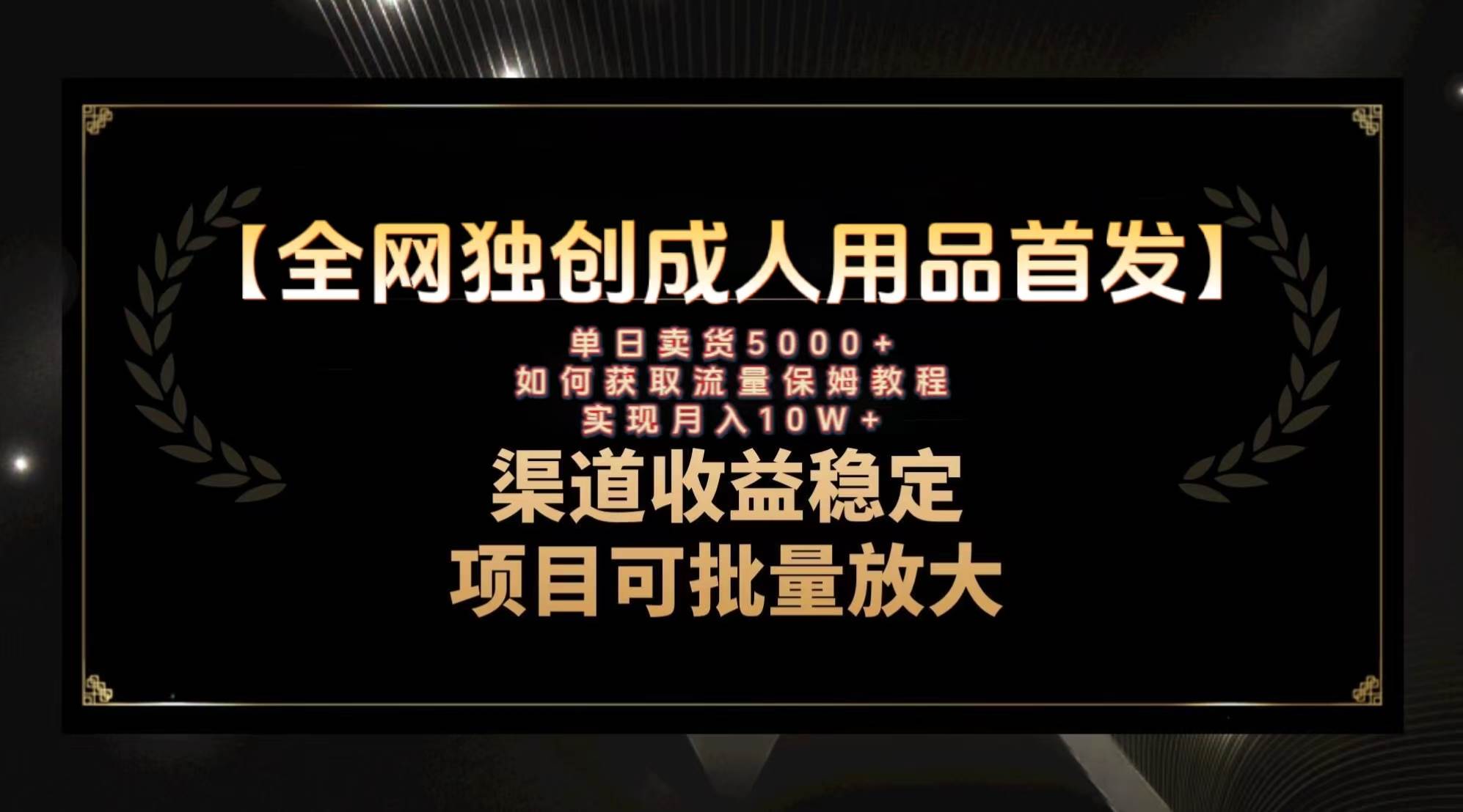 最新全网独创首发，成人用品赛道引流获客，月入10w保姆级教程网创吧-网创项目资源站-副业项目-创业项目-搞钱项目八百网赚