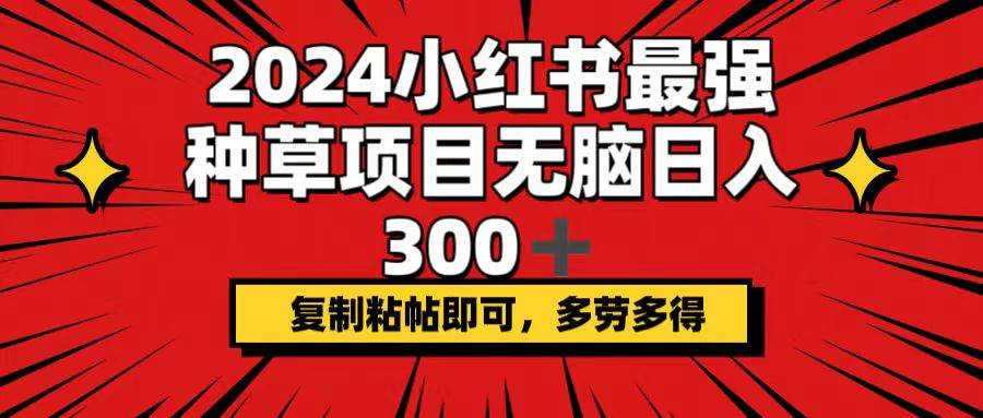 2024小红书最强种草项目，无脑日入300+，复制粘帖即可，多劳多得网创吧-网创项目资源站-副业项目-创业项目-搞钱项目八百网赚