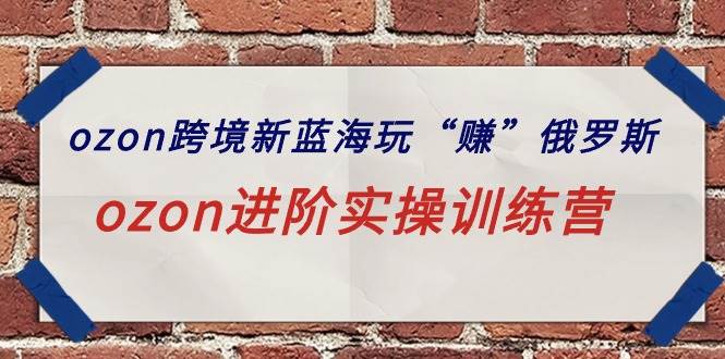 ozon跨境新蓝海玩“赚”俄罗斯，ozon进阶实操训练营网创吧-网创项目资源站-副业项目-创业项目-搞钱项目八百网赚
