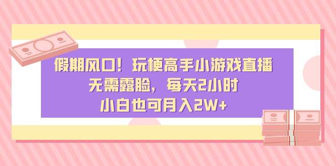 假期风口！玩梗高手小游戏直播，无需露脸，每天2小时，小白也可月入2W+网创吧-网创项目资源站-副业项目-创业项目-搞钱项目八百网赚