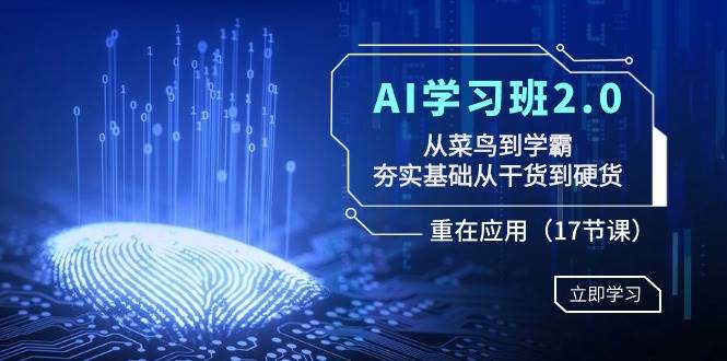 AI学习班2.0：从菜鸟到学霸，夯实基础从干货到硬货，重在应用（17节课）网创吧-网创项目资源站-副业项目-创业项目-搞钱项目八百网赚
