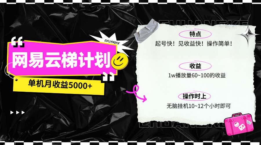 最新网易云梯计划网页版，单机月收益5000+！可放大操作网创吧-网创项目资源站-副业项目-创业项目-搞钱项目八百网赚