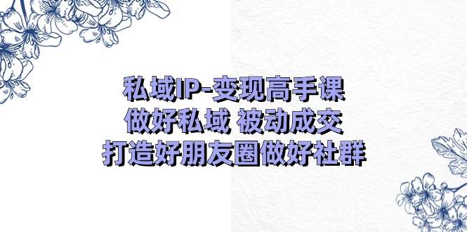 私域IP-变现高手课：做好私域 被动成交，打造好朋友圈做好社群（18节）网创吧-网创项目资源站-副业项目-创业项目-搞钱项目八百网赚
