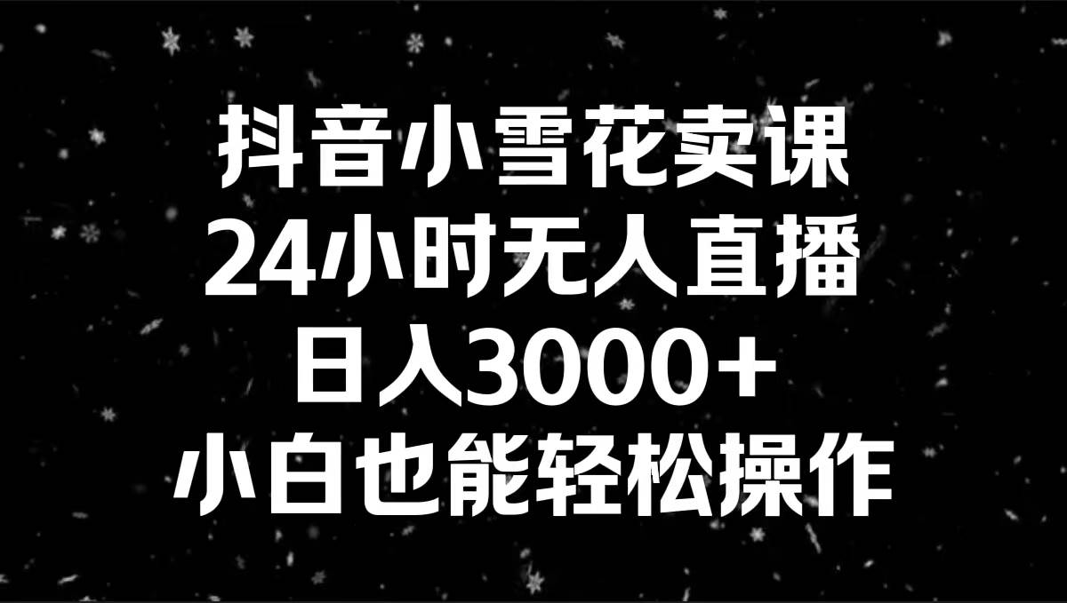 抖音小雪花卖课，24小时无人直播，日入3000+，小白也能轻松操作网创吧-网创项目资源站-副业项目-创业项目-搞钱项目八百网赚