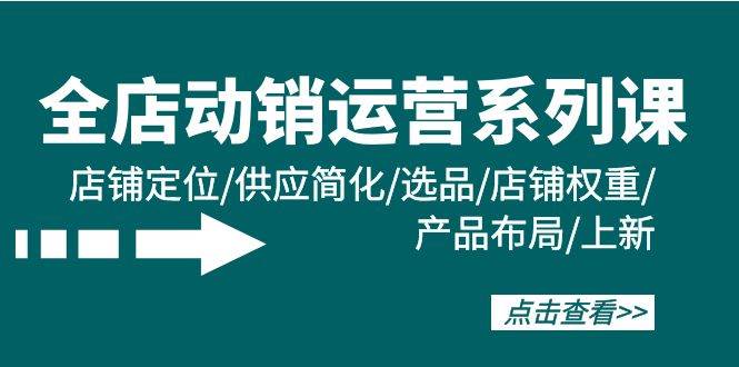 全店·动销运营系列课：店铺定位/供应简化/选品/店铺权重/产品布局/上新网创吧-网创项目资源站-副业项目-创业项目-搞钱项目八百网赚
