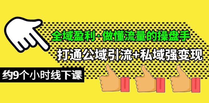 全域盈利·做懂流量的操盘手，打通公域引流+私域强变现，约9个小时线下课网创吧-网创项目资源站-副业项目-创业项目-搞钱项目八百网赚