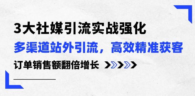 3大社媒引流实操强化，多渠道站外引流/高效精准获客/订单销售额翻倍增长网创吧-网创项目资源站-副业项目-创业项目-搞钱项目八百网赚