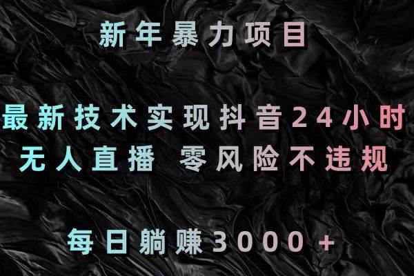 新年暴力项目，最新技术实现抖音24小时无人直播 零风险不违规 每日躺赚3000网创吧-网创项目资源站-副业项目-创业项目-搞钱项目八百网赚