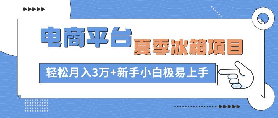 电商平台夏季冰箱项目，轻松月入3万+，新手小白极易上手网创吧-网创项目资源站-副业项目-创业项目-搞钱项目八百网赚